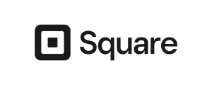 The image shows the Square Inc. logo, featuring a black square icon with a smaller white square inside it, next to the word "Square" written in black bold letters.